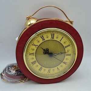 Chic Red Clock Crossbody Bag, BATTERIES NEEDED